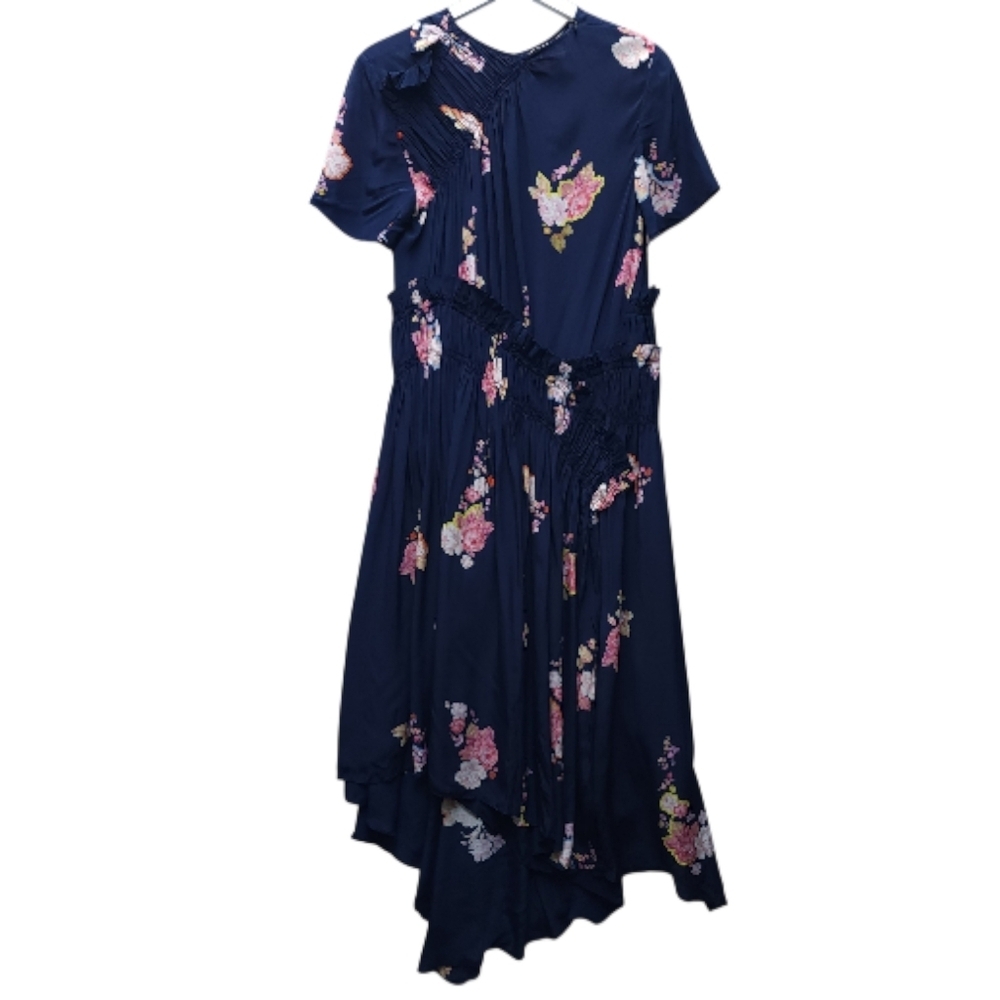 Preen Line Verna Floral Asymetrical Navy Midi Dress - Picture 7 of 13